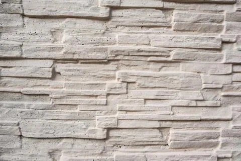 Decorative white painted thin bricks wall background Stock Photos