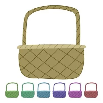 Decorative wicker basket vector cartoon graphic Stock Illustration