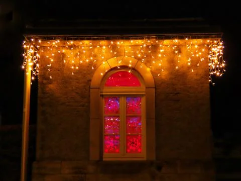 Decorative window red colour Stock Photos