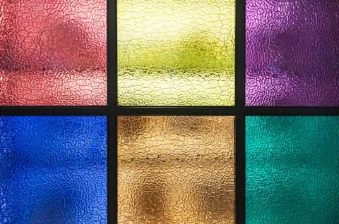 Decorative window of various colored rectangles Фото