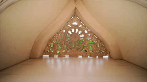 Decorative Window at a Vietnamese Buddhist Temple Near Saigon, Vietnam Stock-Footage 123078683