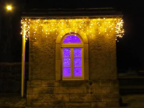Decorative window violet colour Stock Photos