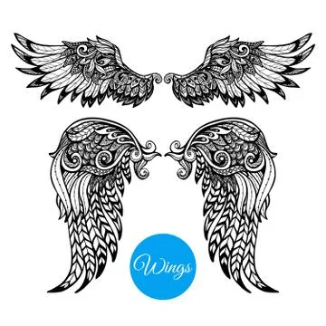 Decorative Wings Set Stock Illustration