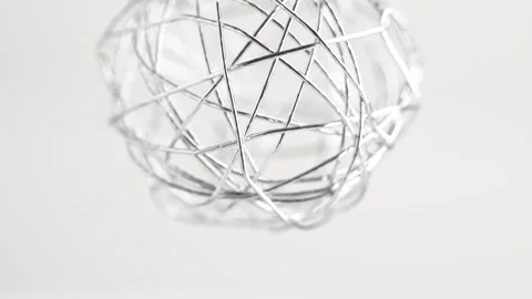 Decorative Wire Sphere. Metal silver wire ball. Stock Footage 272434844