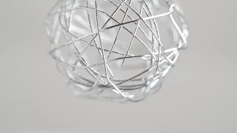 Decorative Wire Sphere. Metal silver wire ball. Stock Footage 274053770