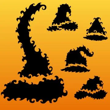 Decorative witch hats set Stock Illustration
