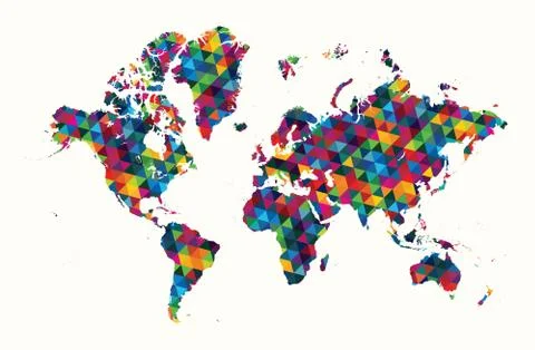 Decorative world map abstract geometric pattern Stock Illustration