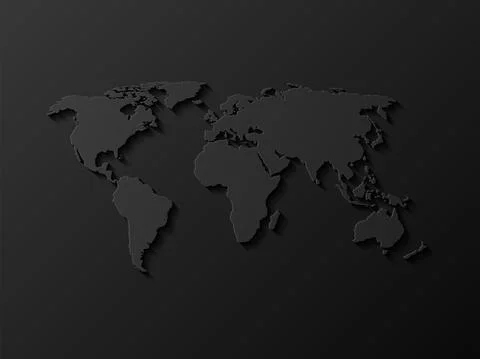 Decorative world map with shadow Stock Illustration