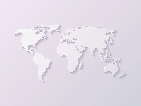 Decorative world map with shadow Stock Illustration