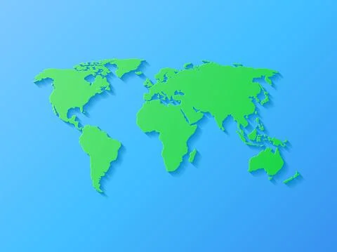 Decorative world map with shadow Stock Illustration