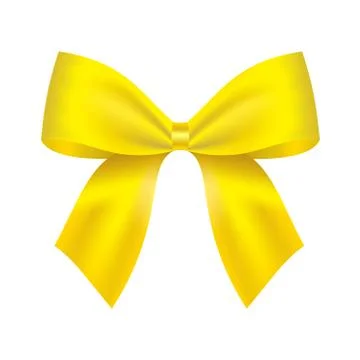 Decorative yellow bow. Vector bow for page decor isolated on white Stock-Illustration