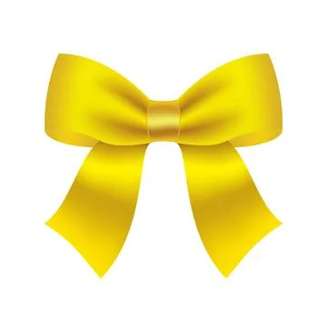 Decorative yellow bow. Vector bow for page decor isolated on white Illustrazione stock