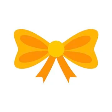 Decorative yellow bow on white background. Vector illustration in trendy flat Stock Illustration