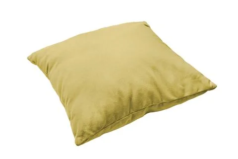 Decorative yellow rectangular pillow for sleeping and resting isolated on w.. Foto stock