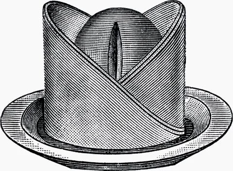 Decoratively folded napkin (illustration) Illustrazione stock