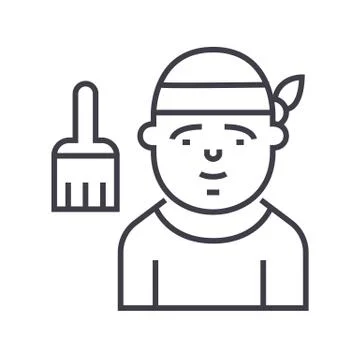 Decorator vector line icon, sign, illustration on background, editable stroke Stock Illustration