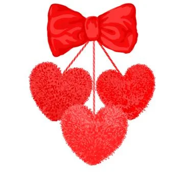 Decortive elements with pom-poms in the shape of a heart イラスト素材