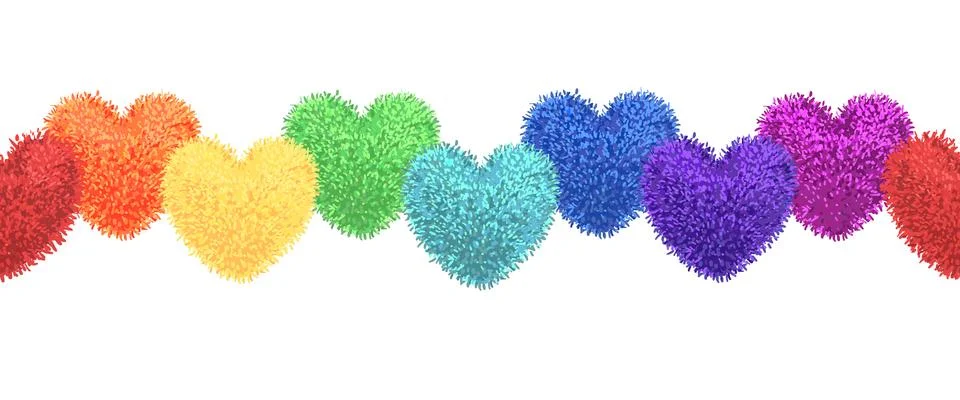 Decortive elements with pom-poms in the shape of a heart 스톡 일러스트