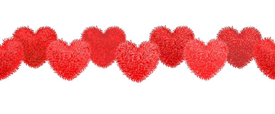 Decortive elements with pom-poms in the shape of a heart 스톡 일러스트