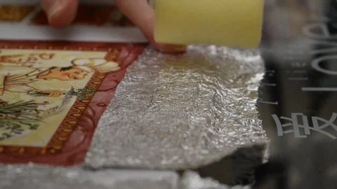 Decoupage technique Video stock 124656862