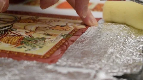 Decoupage technique Video stock 124656948