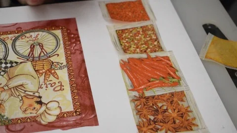 Decoupage technique Video stock 124659074