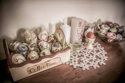 Decoupaged Easter Eggs Stock Photos