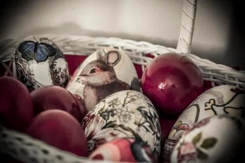 Decoupaged Easter Eggs Stock Photos