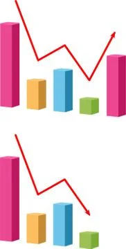Decrease and Growing graph Icon. Chart with bars declining vector icon. Finance Illustrazione stock