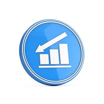 Decrease Arrow and Bar Chart Graph Diagram Statistical Business Icon in Blu.. 库存插图