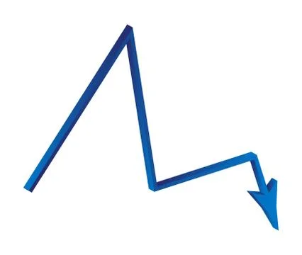 Decrease Arrow symbol, blue icon business concept. Vector illustration isolat 库存插图