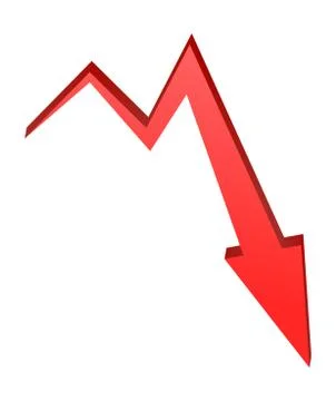 Decrease Arrow symbol, red icon business concept. Vector illustration isolate Stock Illustration