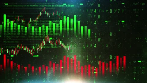 Decrease Bar Chart Graph And Arrow Green Background Stock Footage 320892142