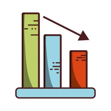 Decrease business diagram arrow icon isolated design shadow Illustrazione stock