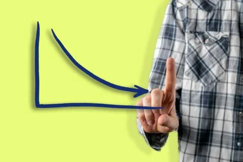 Decrease of business plan graph, hand paint a lines Stock Photos