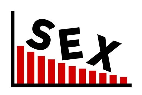 Decrease, decline, decay and deterioration of poor and bad sex life. Chart an Stock Illustration