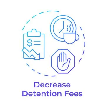 Decrease detention fees blue gradient concept icon Stock Illustration