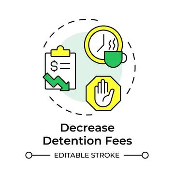 Decrease detention fees multi color concept icon Stock Illustration