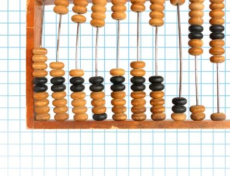 Decrease diagram on abacus Stockfoto's