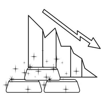 Decrease diagram gold bars business Stock Illustration