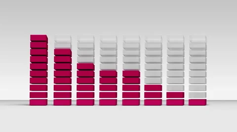 Decrease economic graph. 3D Bar Chart 2. (included alpha) Stock Footage 59299032
