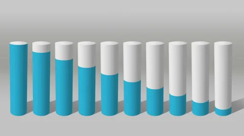 Decrease economic graph. 3D Cylinder circle Bar Chart 1. Stock Footage 59217354