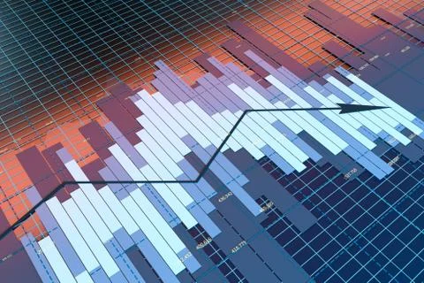 The decrease of the economical data, business statistics, 3d rendering. Stock Illustration