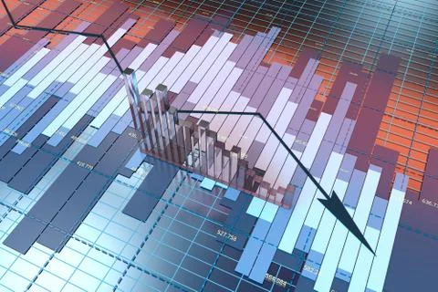 The decrease of the economical data, business statistics, 3d rendering. Stock Illustration