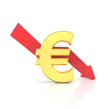 Decrease of euro rate. 3D rendering. Stock Illustration