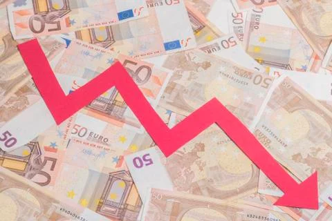 Decrease euro value 스톡 사진
