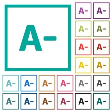 Decrease font size flat color icons with quadrant frames 库存插图