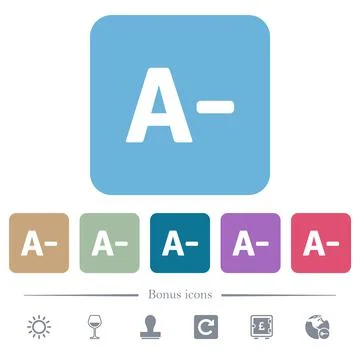 Decrease font size flat icons on color rounded square backgrounds Stock Illustration