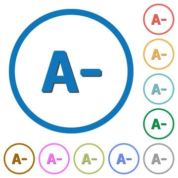 Decrease font size icons with shadows and outlines イラスト素材