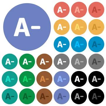 Decrease font size round flat multi colored icons Stockillustratie